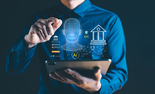 AI Facial Recognition KYC for Mobile Banking Biometric Identity Verification, Secure Digital Authentication, Fintech Cybersecurity Technolog