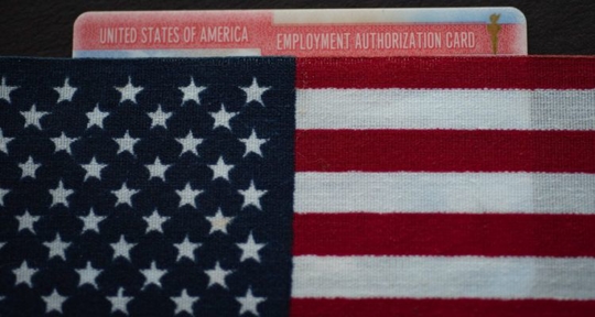 American flag on top of an authorization card