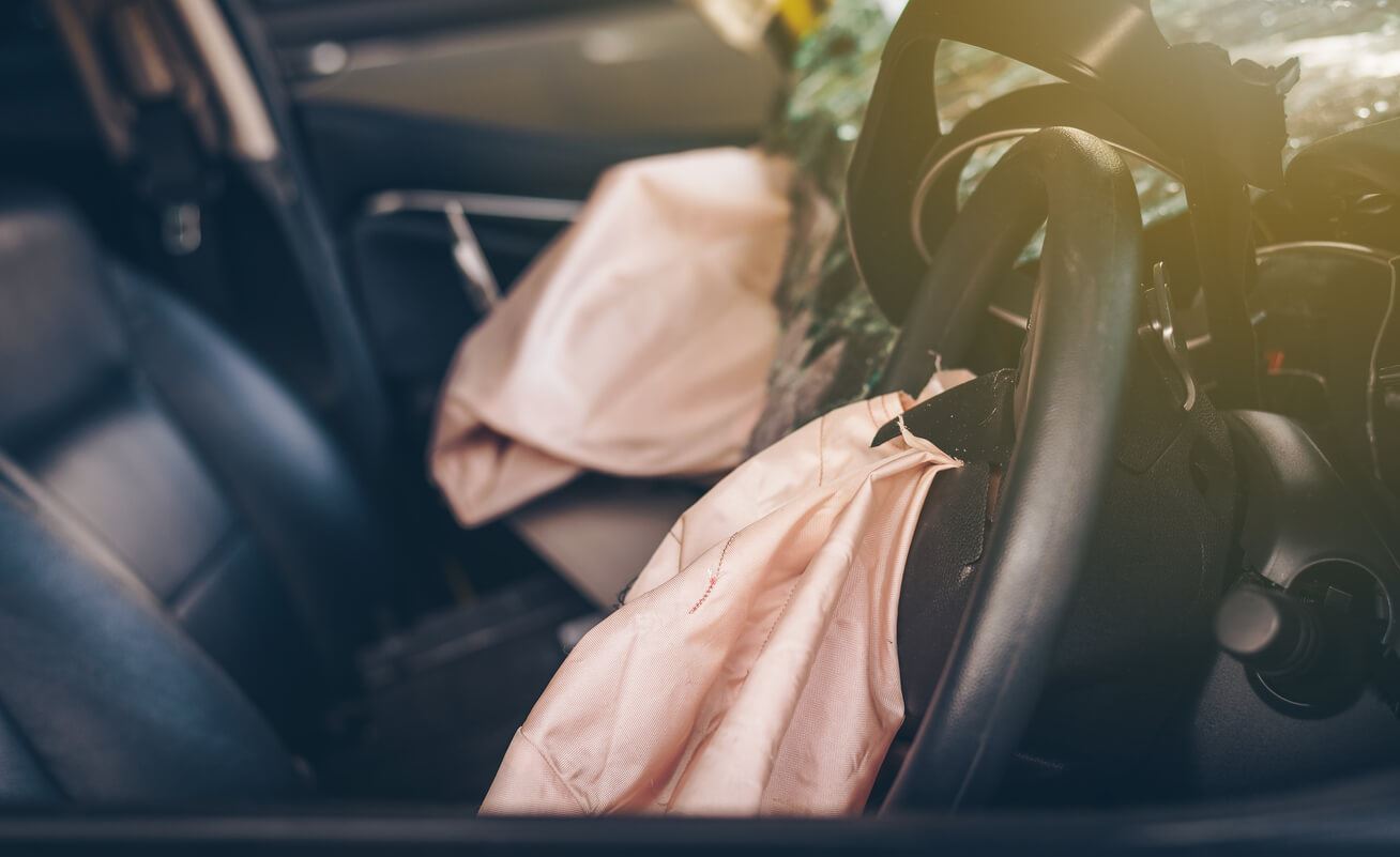 Deflated airbags after a car accident